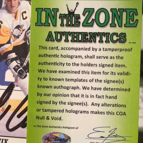 Penguins Mario Lemieux Authentic Signed 1990 Score #2 Card - Picture 5 of 5